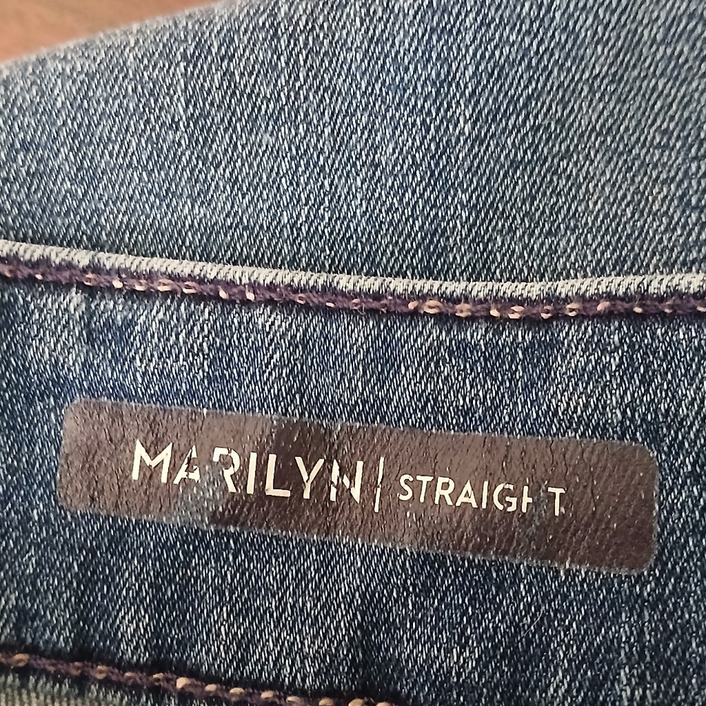 NYDJ Jeans 8 Marilyn Straight Mid Rise Blue Denim Stretch - Picture 7 of 9